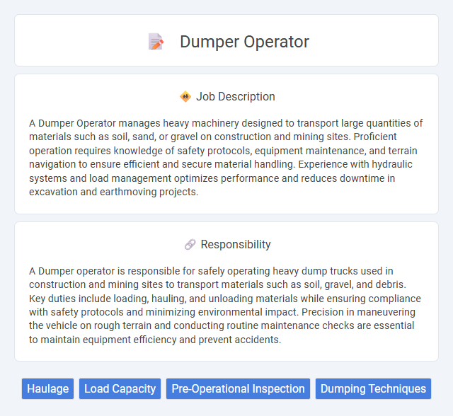 Dumper Operator Job Description and Career Detail
