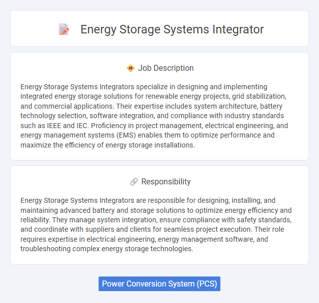 Energy Storage Systems Integrator Job Description and Career Detail