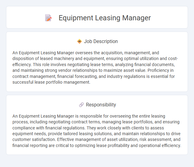 Equipment Leasing Manager Job Description and Career Detail