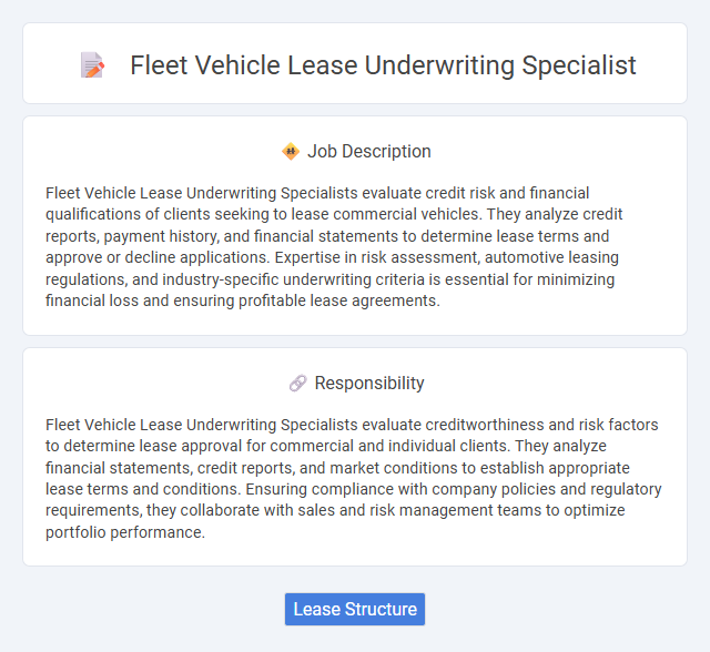 Fleet Vehicle Lease Underwriting Specialist Job Description and Career Detail