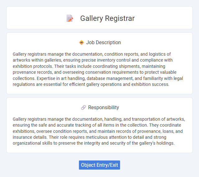 Gallery Registrar Job Description and Career Detail
