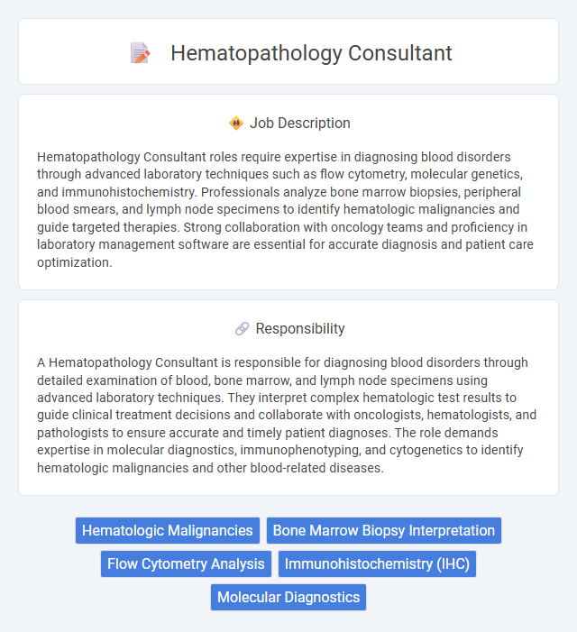 Hematopathology Consultant Job Description and Career Detail