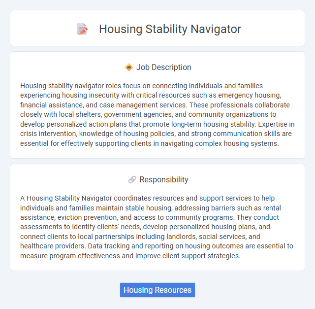 Housing Stability Navigator Job Description and Career Detail