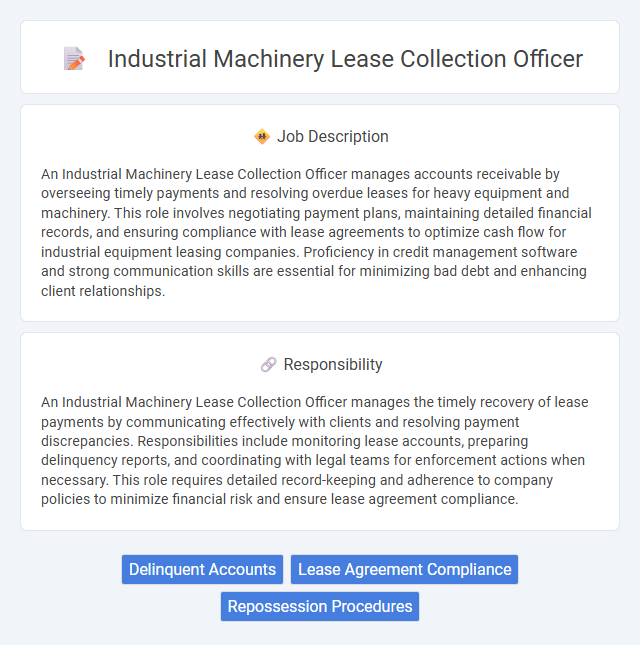 Industrial Machinery Lease Collection Officer Job Description and Career Detail