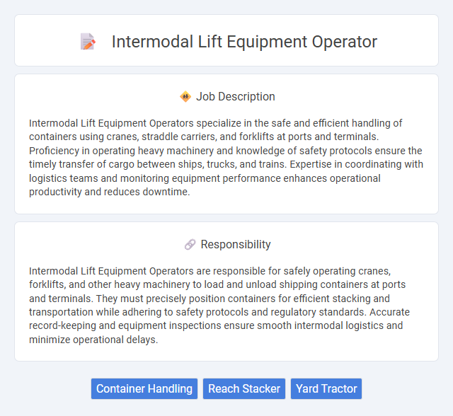Intermodal Lift Equipment Operator Job Description and Career Detail