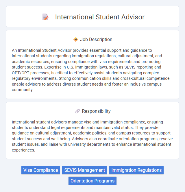 International Student Advisor Job Description and Career Detail