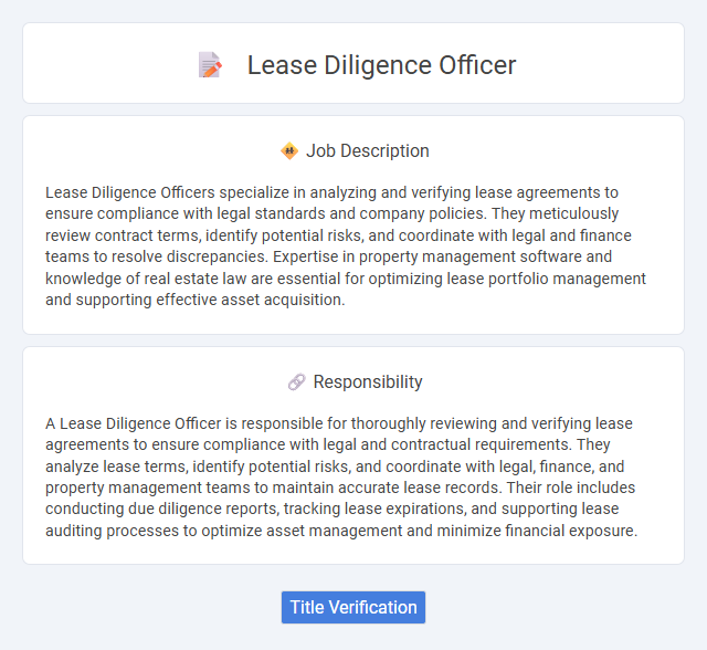 Lease Diligence Officer Job Description and Career Detail