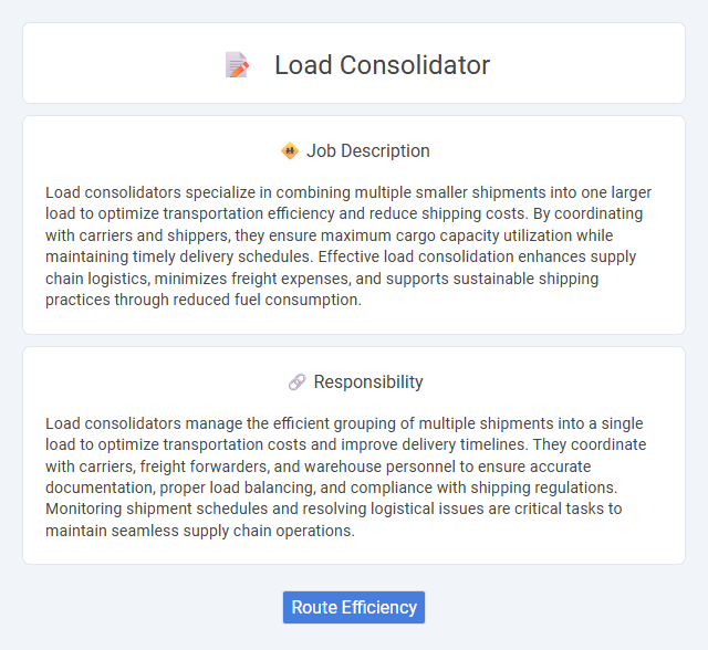 Load Consolidator Job Description and Career Detail