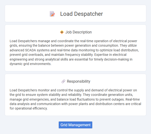 Load Despatcher Job Description and Career Detail