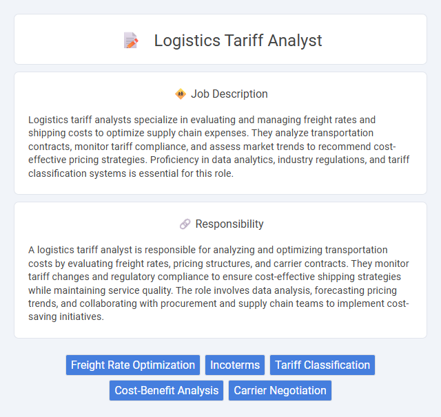 Logistics Tariff Analyst Job Description and Career Detail