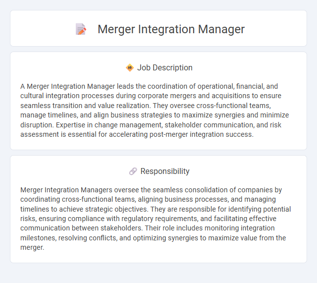 Merger Integration Manager Job Description and Career Detail