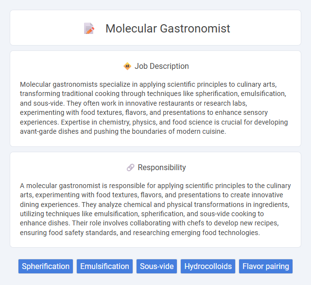 Molecular Gastronomist Job Description and Career Detail