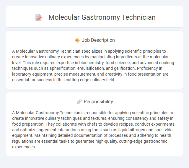 Molecular Gastronomy Technician Job Description and Career Detail
