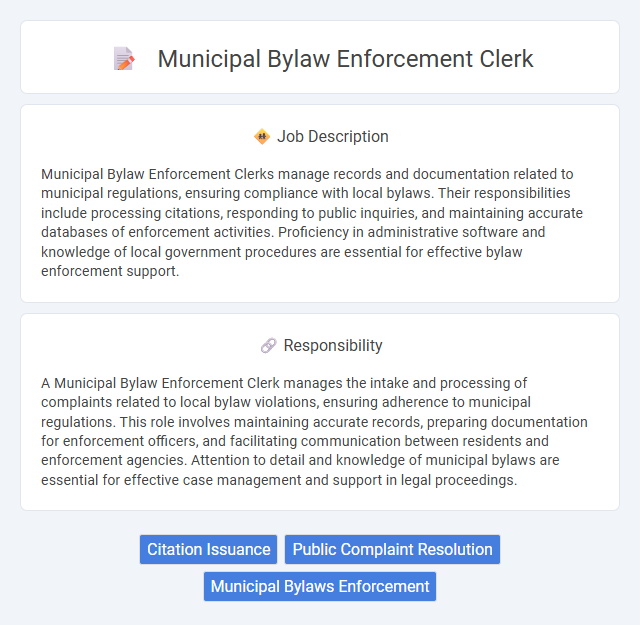 Municipal Bylaw Enforcement Clerk Job Description and Career Detail