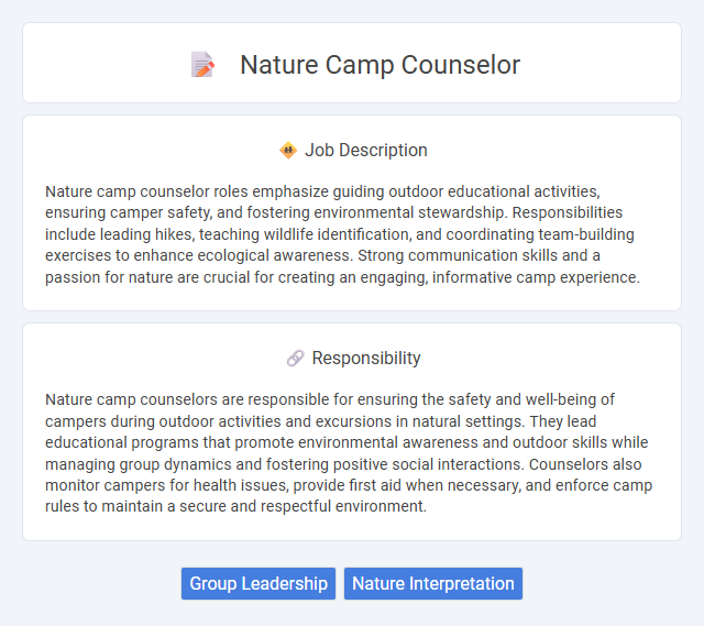 Nature Camp Counselor Job Description and Career Detail