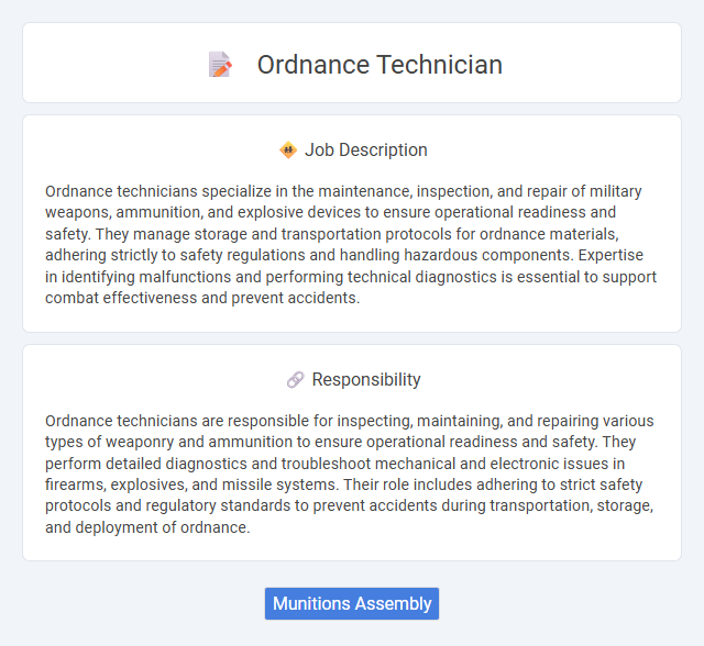 Ordnance Technician Job Description and Career Detail