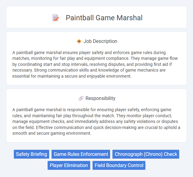 Paintball Game Marshal Job Description and Career Detail