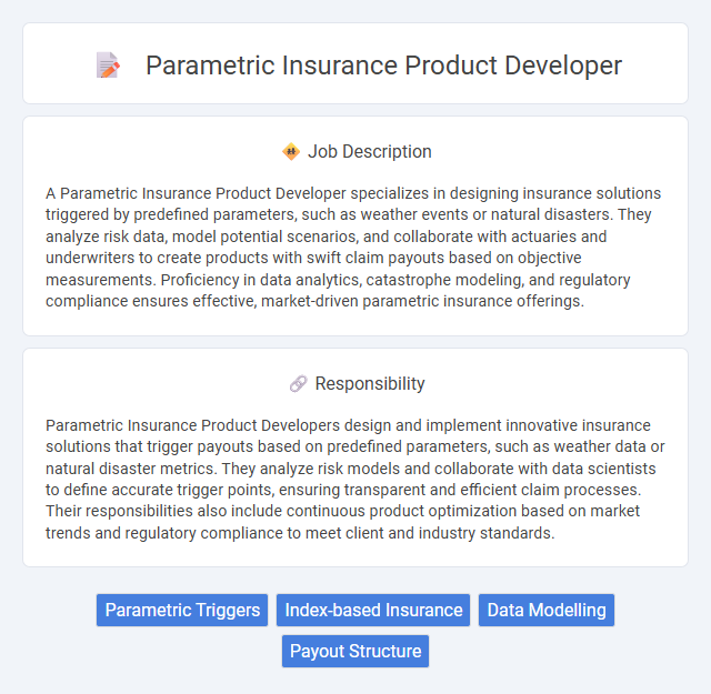Parametric Insurance Product Developer Job Description and Career Detail