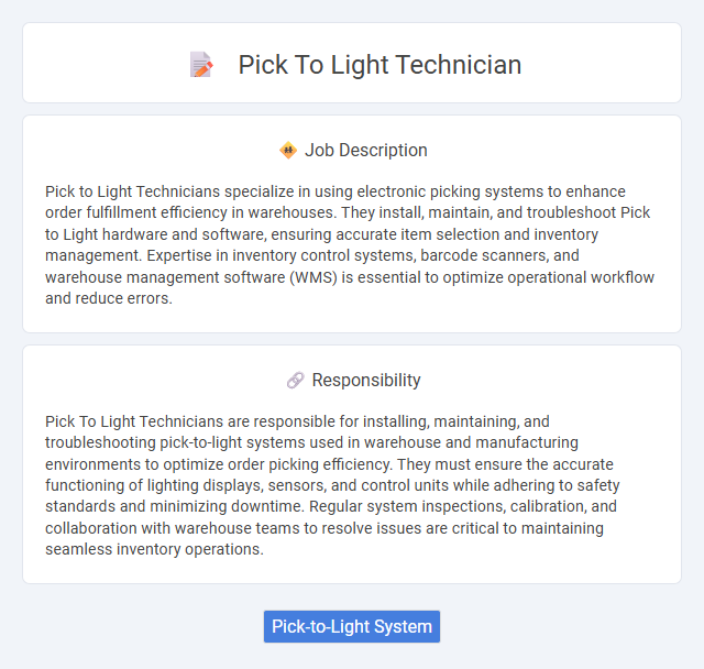 Pick To Light Technician Job Description and Career Detail