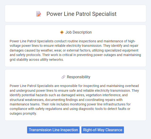 Power Line Patrol Specialist Job Description and Career Detail
