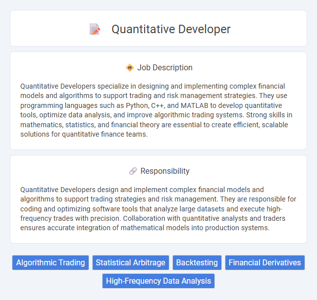 Quantitative Developer Job Description and Career Detail