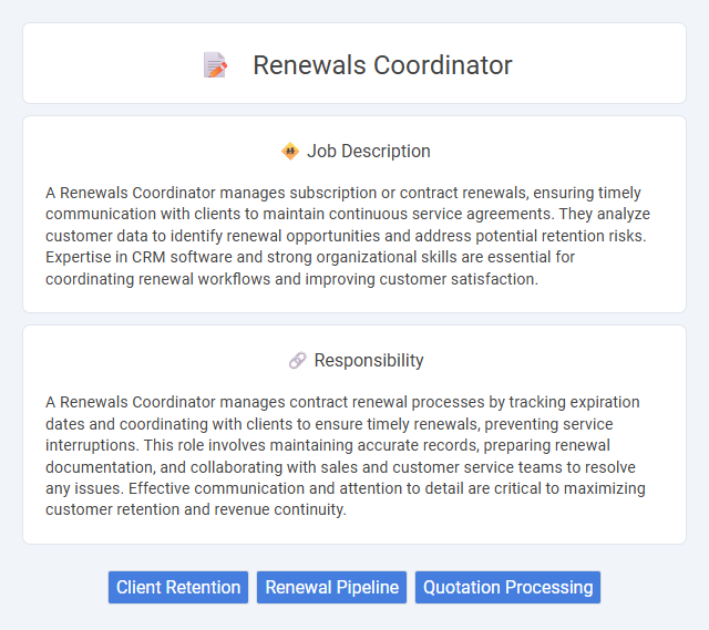 Renewals Coordinator Job Description and Career Detail
