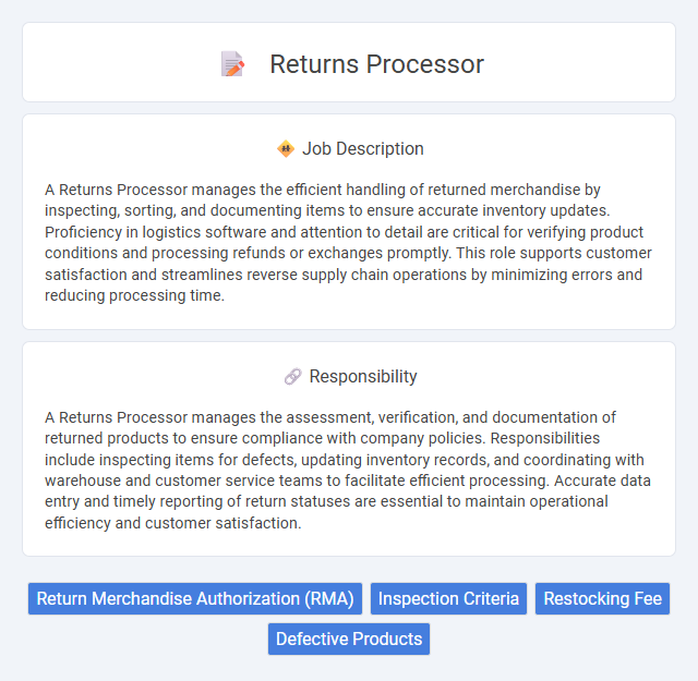 Returns Processor Job Description and Career Detail