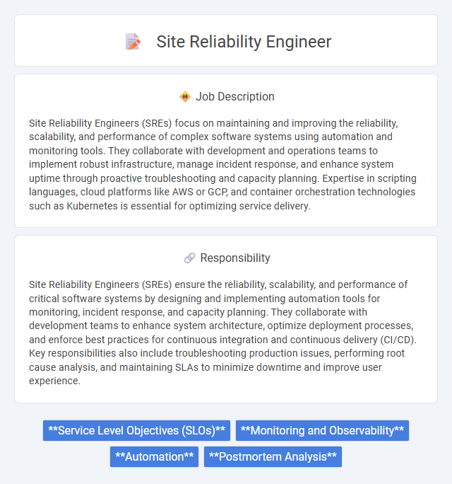 Site Reliability Engineer Job Description and Career Detail