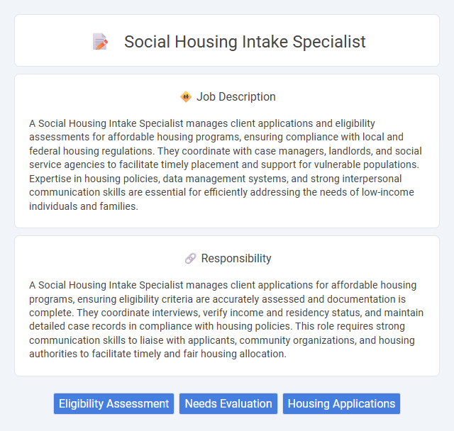 Social Housing Intake Specialist Job Description and Career Detail