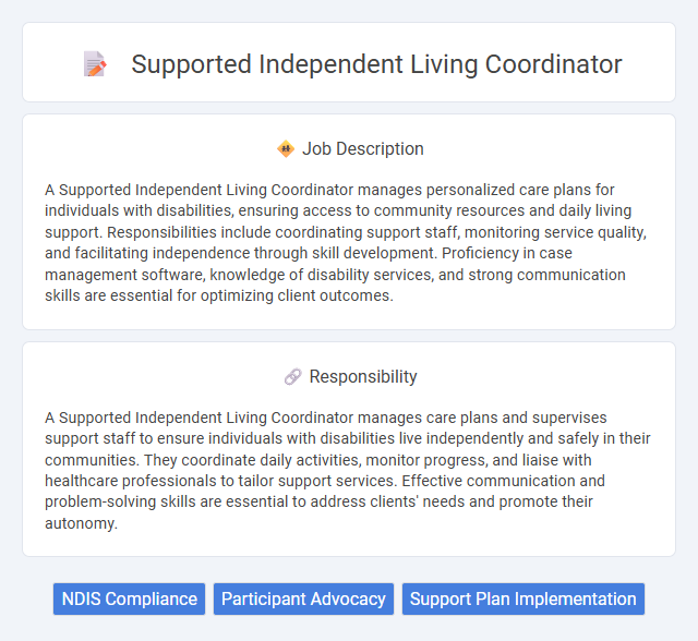 Supported Independent Living Coordinator Job Description and Career Detail