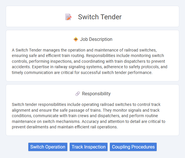 Switch Tender Job Description and Career Detail