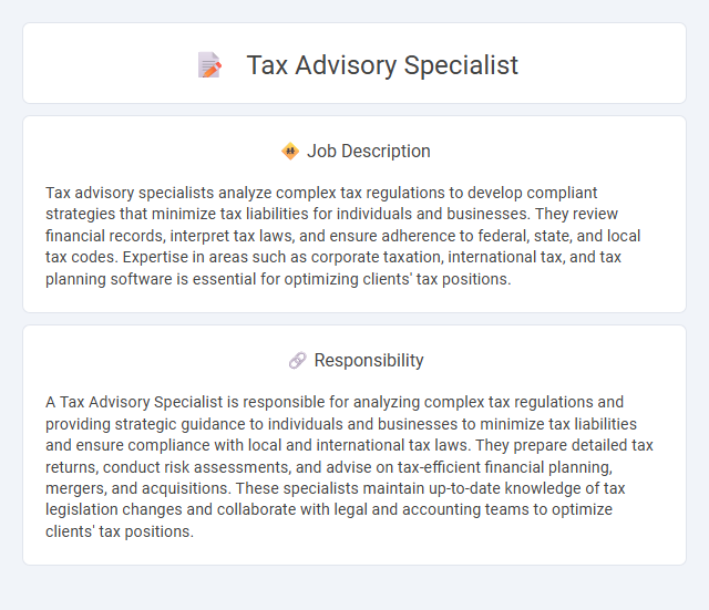 Tax Advisory Specialist Job Description and Career Detail
