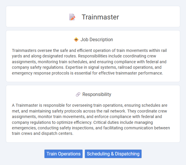 Trainmaster Job Description and Career Detail