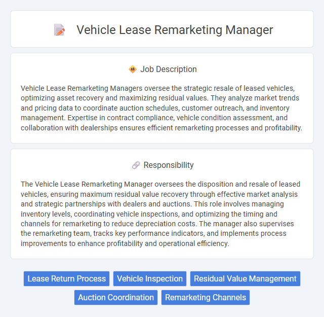 Vehicle Lease Remarketing Manager Job Description and Career Detail