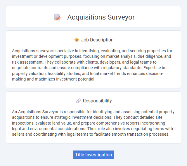 Acquisitions Surveyor Job Description and Career Detail
