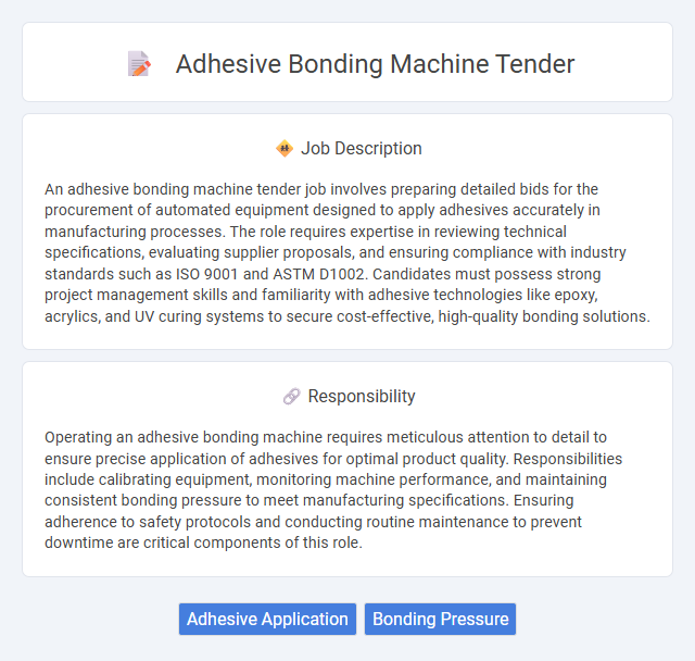 Adhesive Bonding Machine Tender Job Description and Career Detail