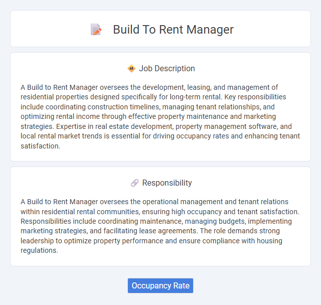 Build To Rent Manager Job Description and Career Detail