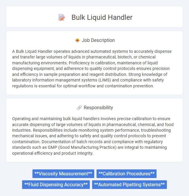 Bulk Liquid Handler Job Description and Career Detail