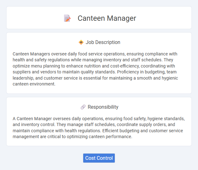 Canteen Manager Job Description and Career Detail