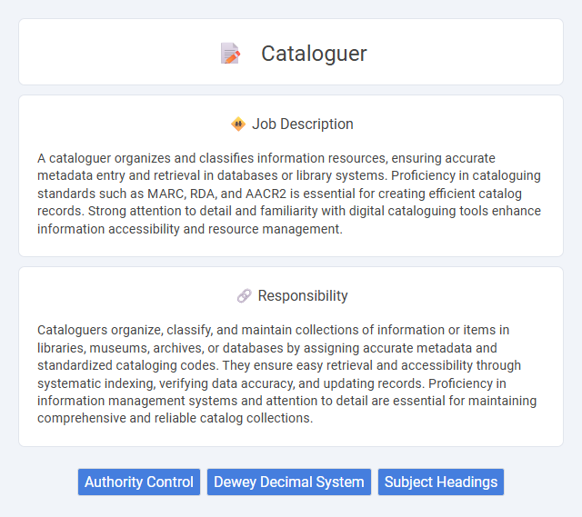 Cataloguer Job Description and Career Detail
