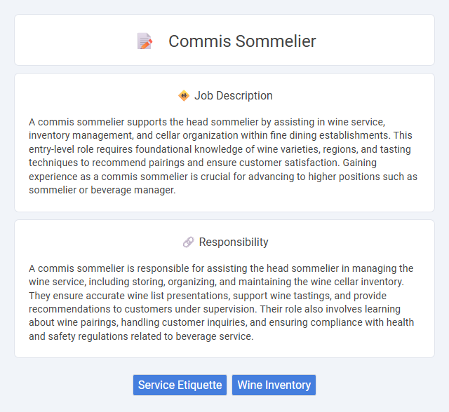 Commis Sommelier Job Description and Career Detail