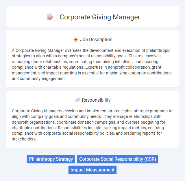 Corporate Giving Manager Job Description and Career Detail