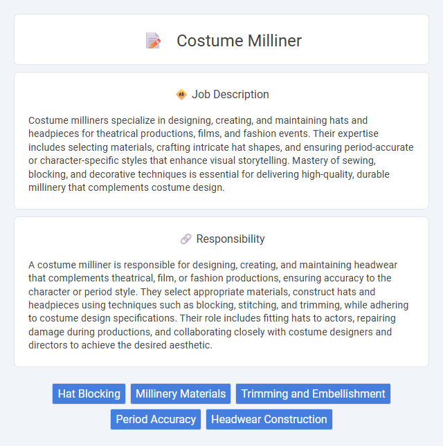Costume Milliner Job Description and Career Detail