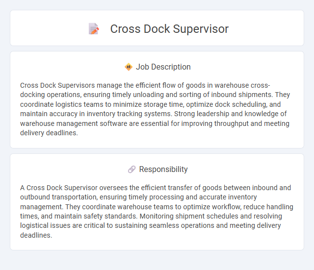 Cross Dock Supervisor Job Description and Career Detail