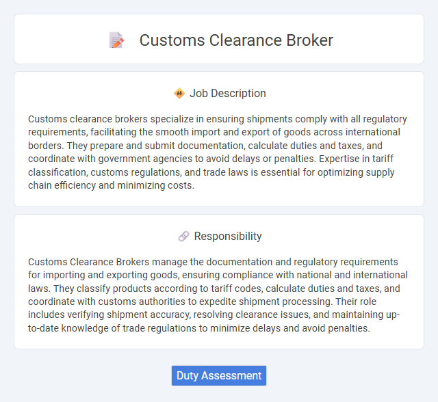 Customs Clearance Broker Job Description and Career Detail