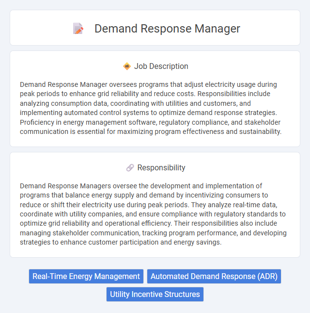 Demand Response Manager Job Description and Career Detail