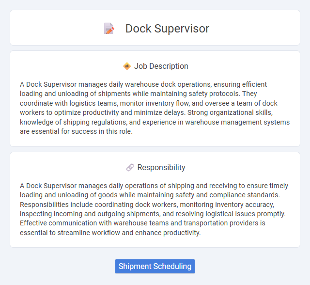 Dock Supervisor Job Description and Career Detail