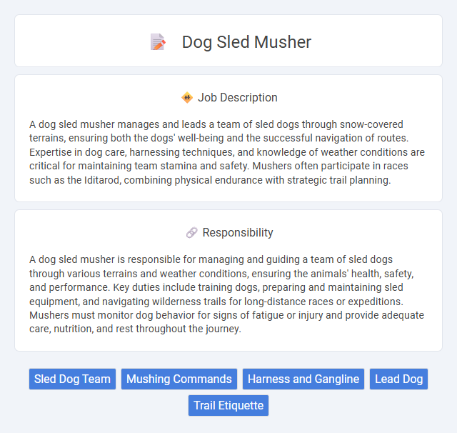 Dog Sled Musher Job Description and Career Detail
