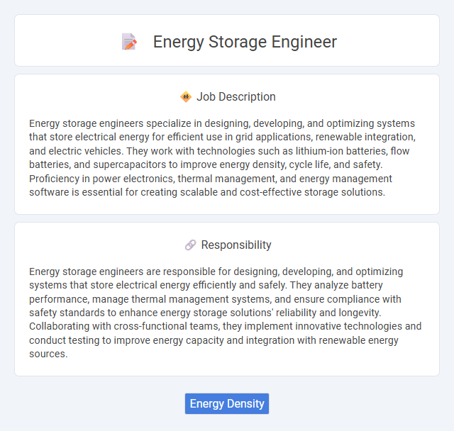 Energy Storage Engineer Job Description and Career Detail