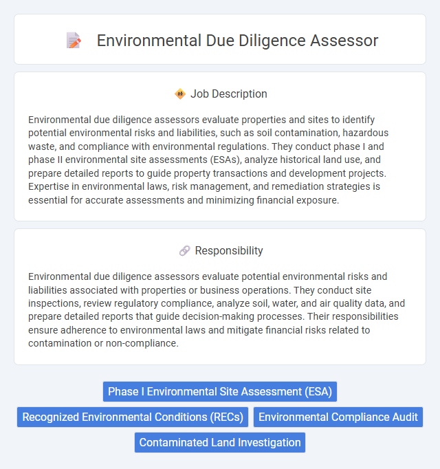 Environmental Due Diligence Assessor Job Description and Career Detail